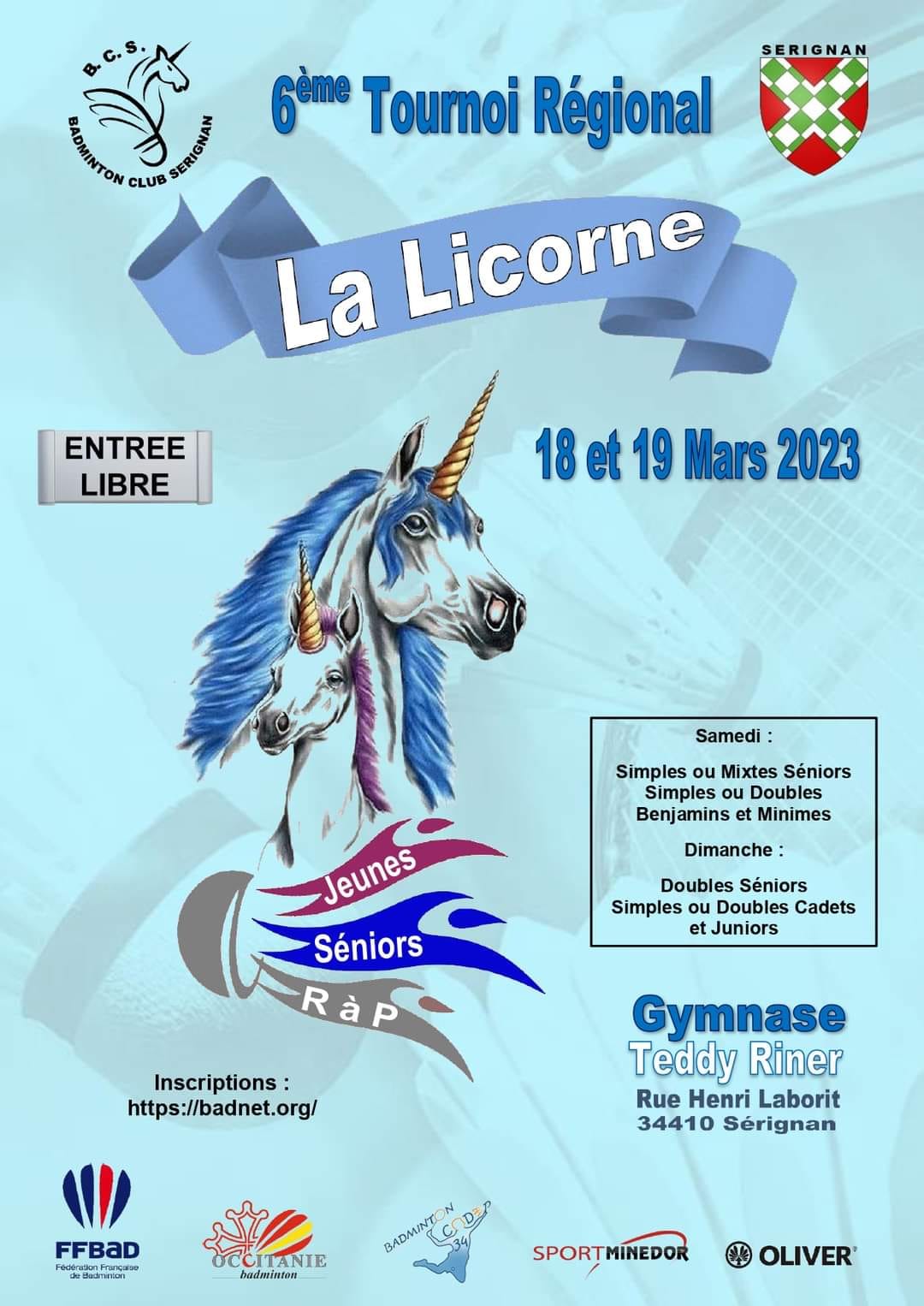 TOURNOI DE LA LICORNE (BADMINTON)