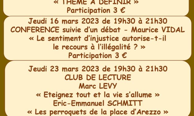 CONFÉRENCE « LE SENTIMENT D’INJUSTICE AUTORISE T-IL LE RECOURS À L’INÉGALITÉ? » SUIVIE D’UN DÉBAT PAR MAURICE VIDAL