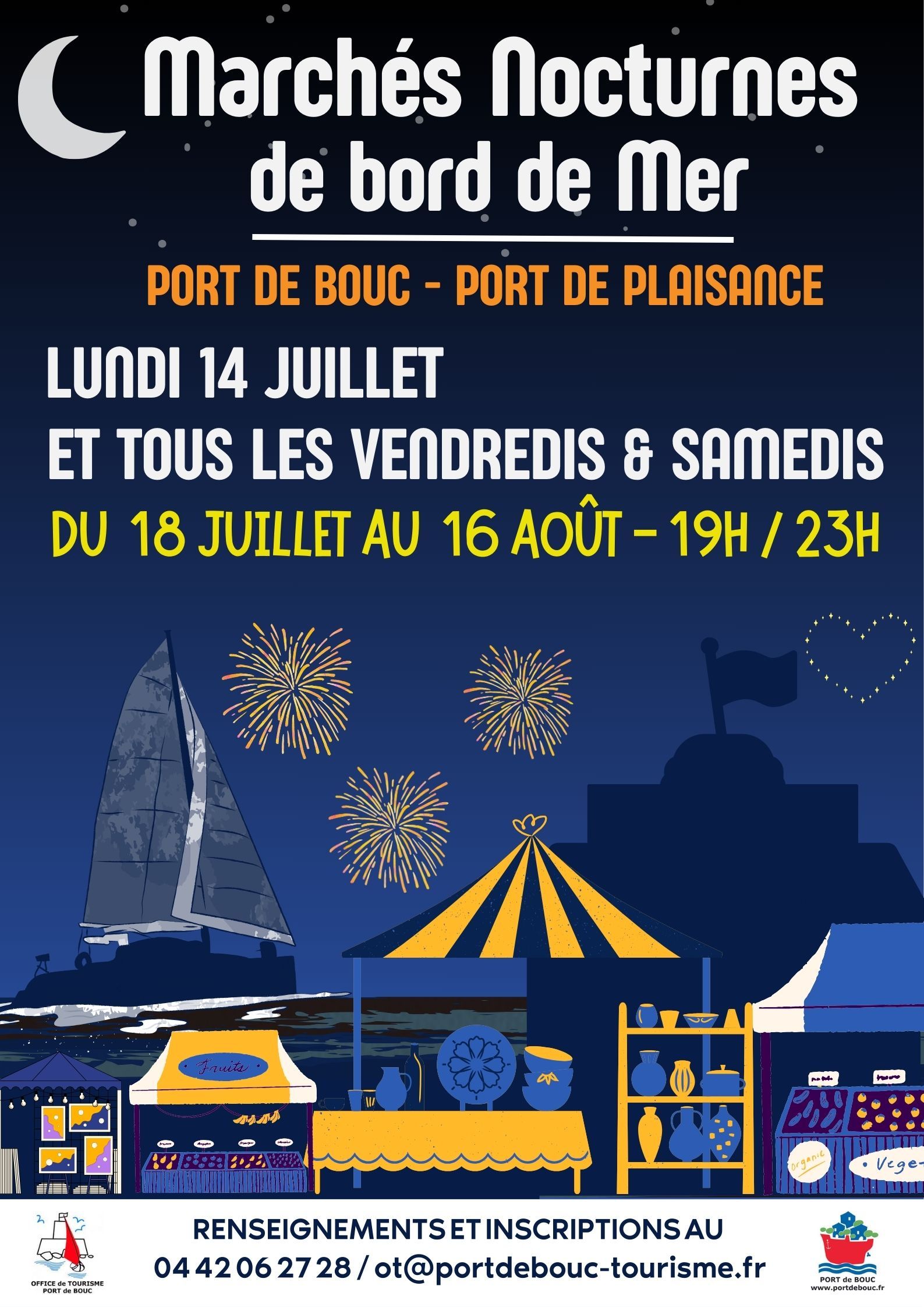 marcher-de-nuit Affiche du marchés nocturne en bord de mer