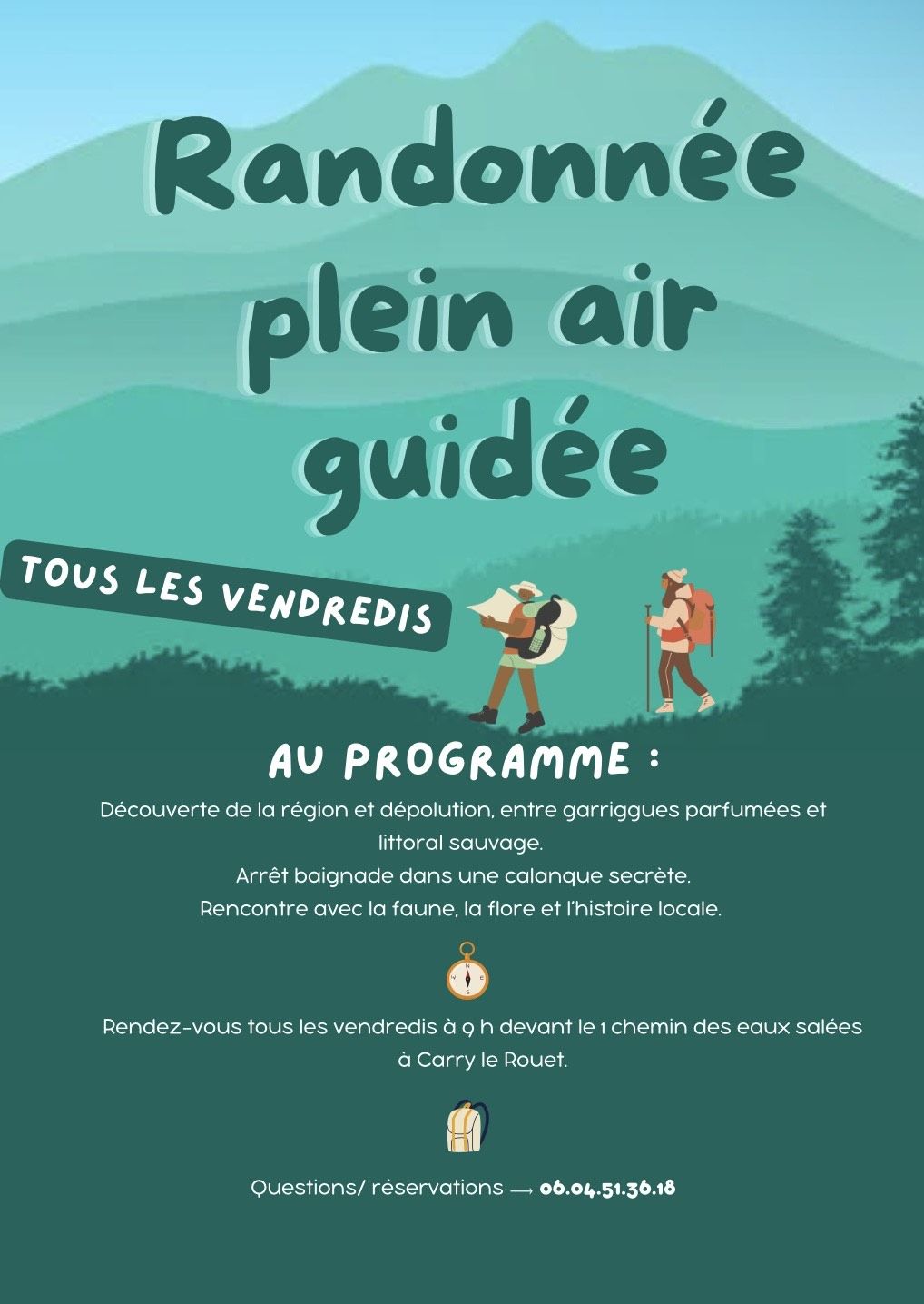 Programme randonnée guidée, office de tourisme Carry